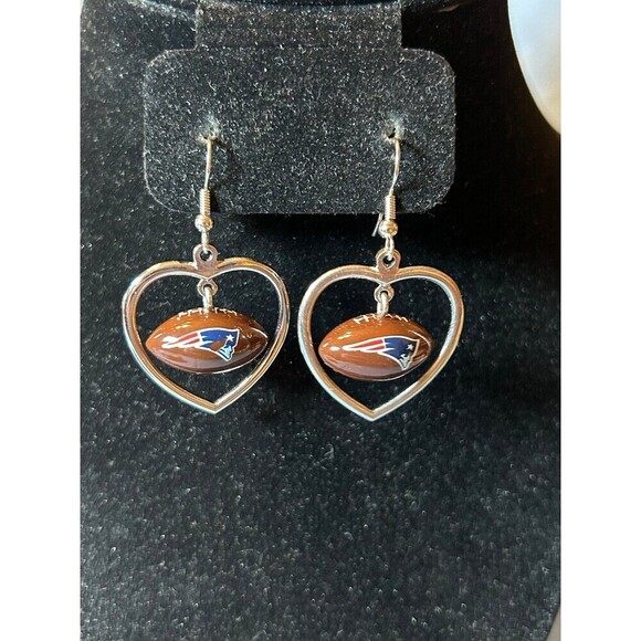 NFL New England Patriots Football Earrings - Picture 1 of 4